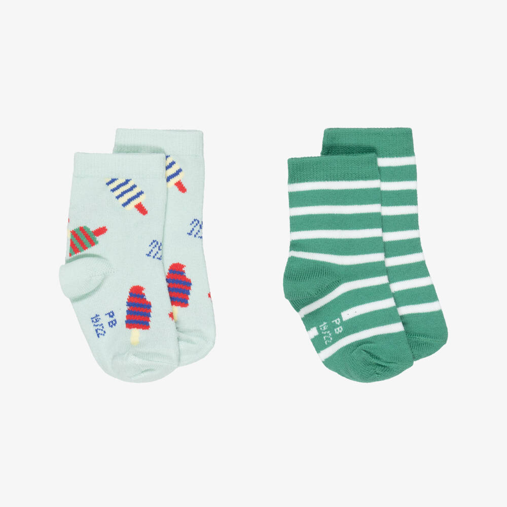 Petit Bateau-Boys Green Ice Cream Ankle Socks (2 Pack) | Childrensalon