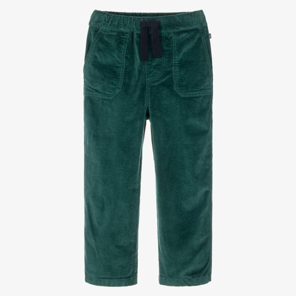Petit Bateau-Boys Green Pull-On Corduroy Trousers | Childrensalon