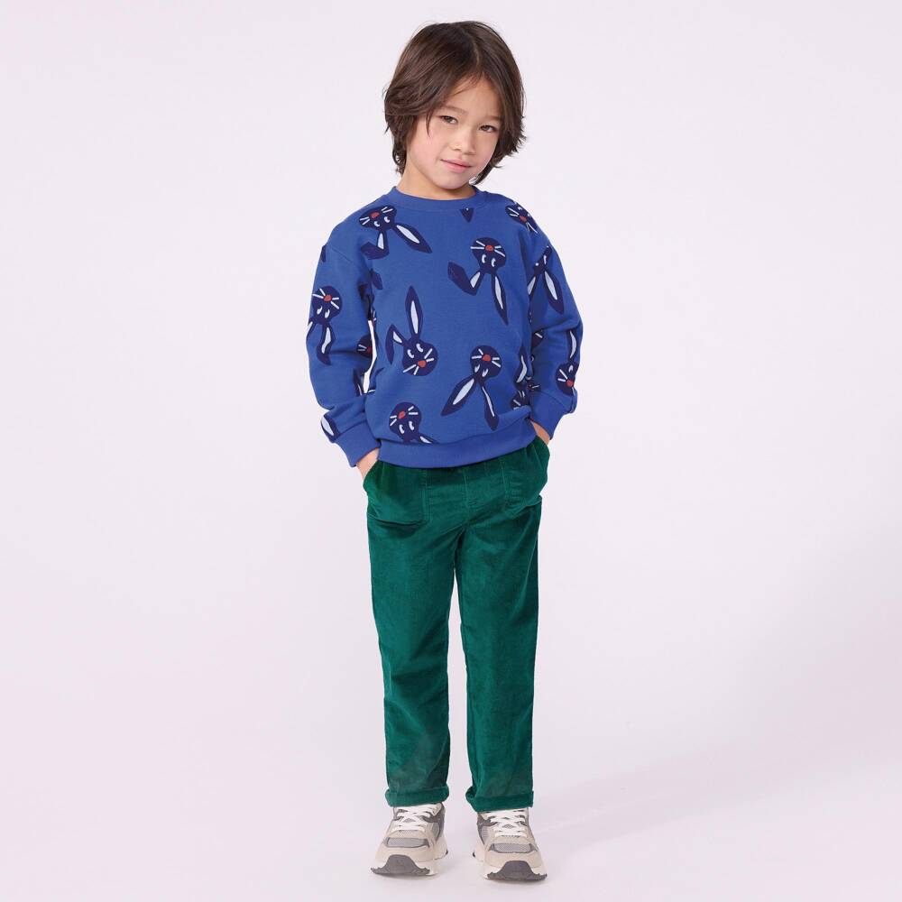 Petit Bateau-Boys Green Pull-On Corduroy Trousers | Childrensalon