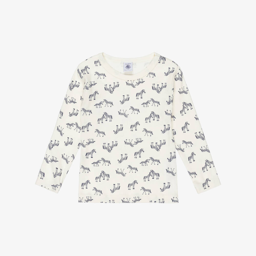 Petit Bateau-Boys Grey & Ivory Zebra Cotton Tops (2 Pack) | Childrensalon