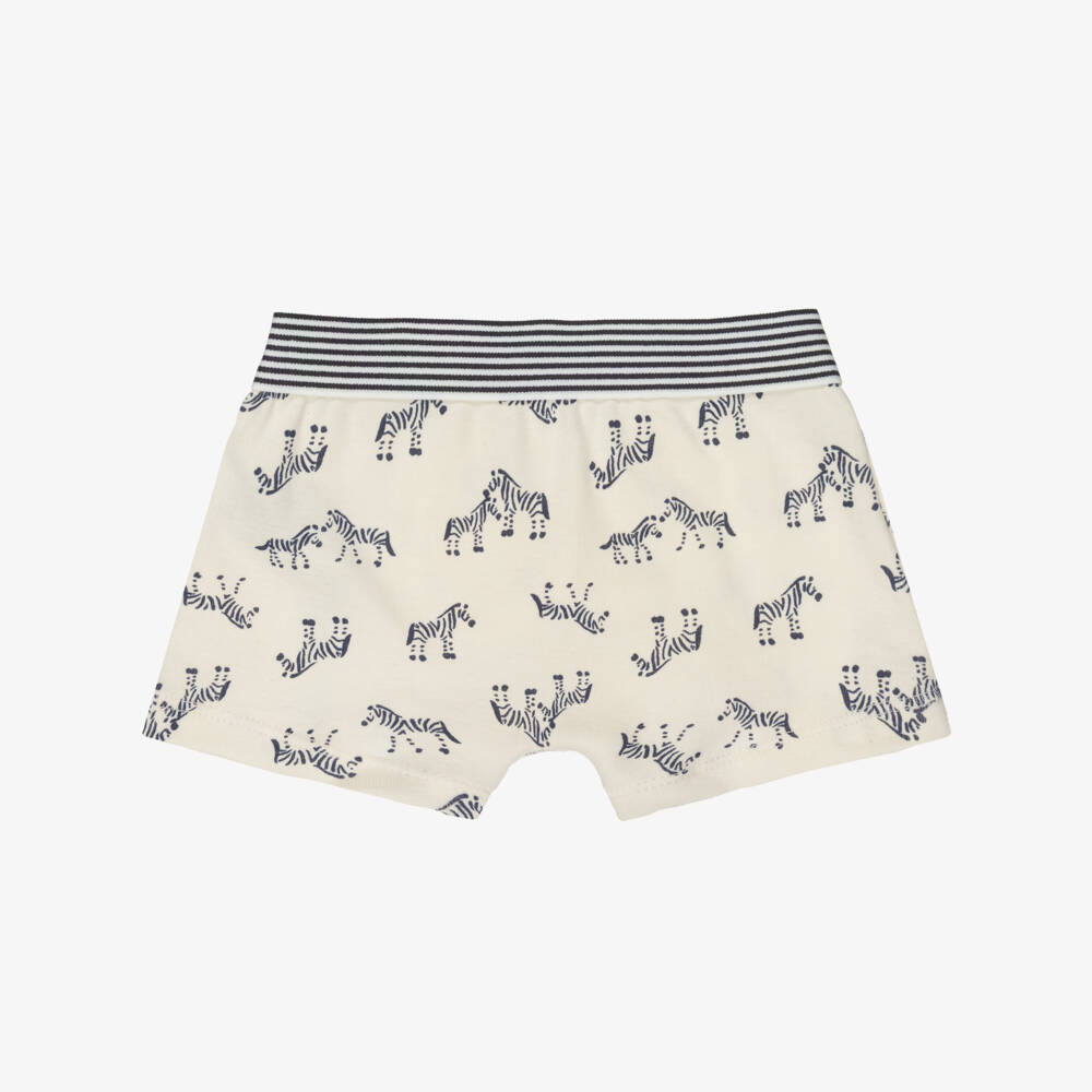Petit Bateau-Boys Ivory & Blue Cotton Jersey Boxer Shorts (5 Pack) | Childrensalon