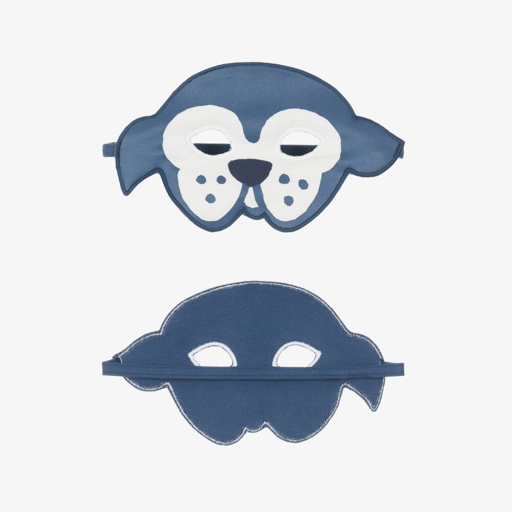 Petit Bateau-Boys Ivory & Blue Dog Print Pyjamas with Mask | Childrensalon