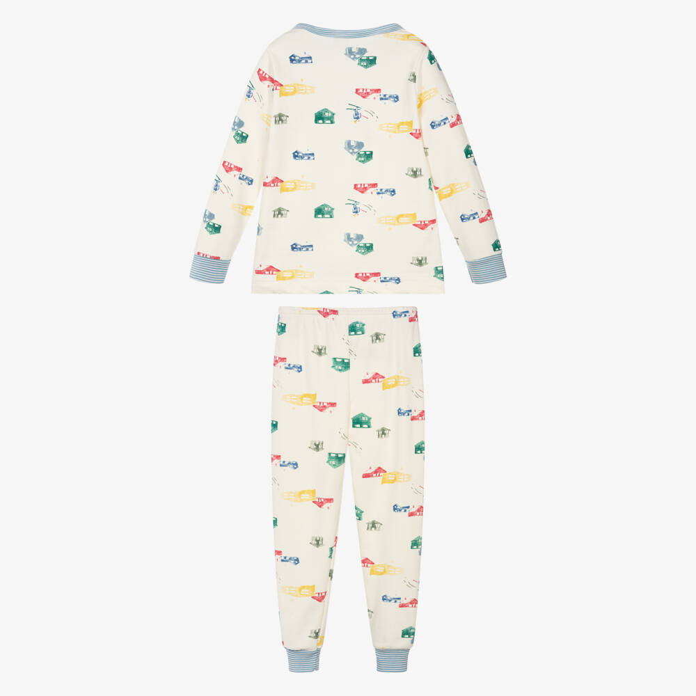 Petit Bateau-Boys Ivory Cotton Chalet Print Pyjamas | Childrensalon