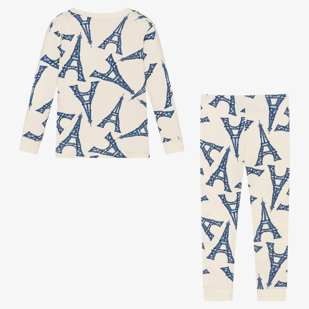 Petit Bateau-Boys Ivory Cotton Eiffel Tower Pyjamas | Childrensalon