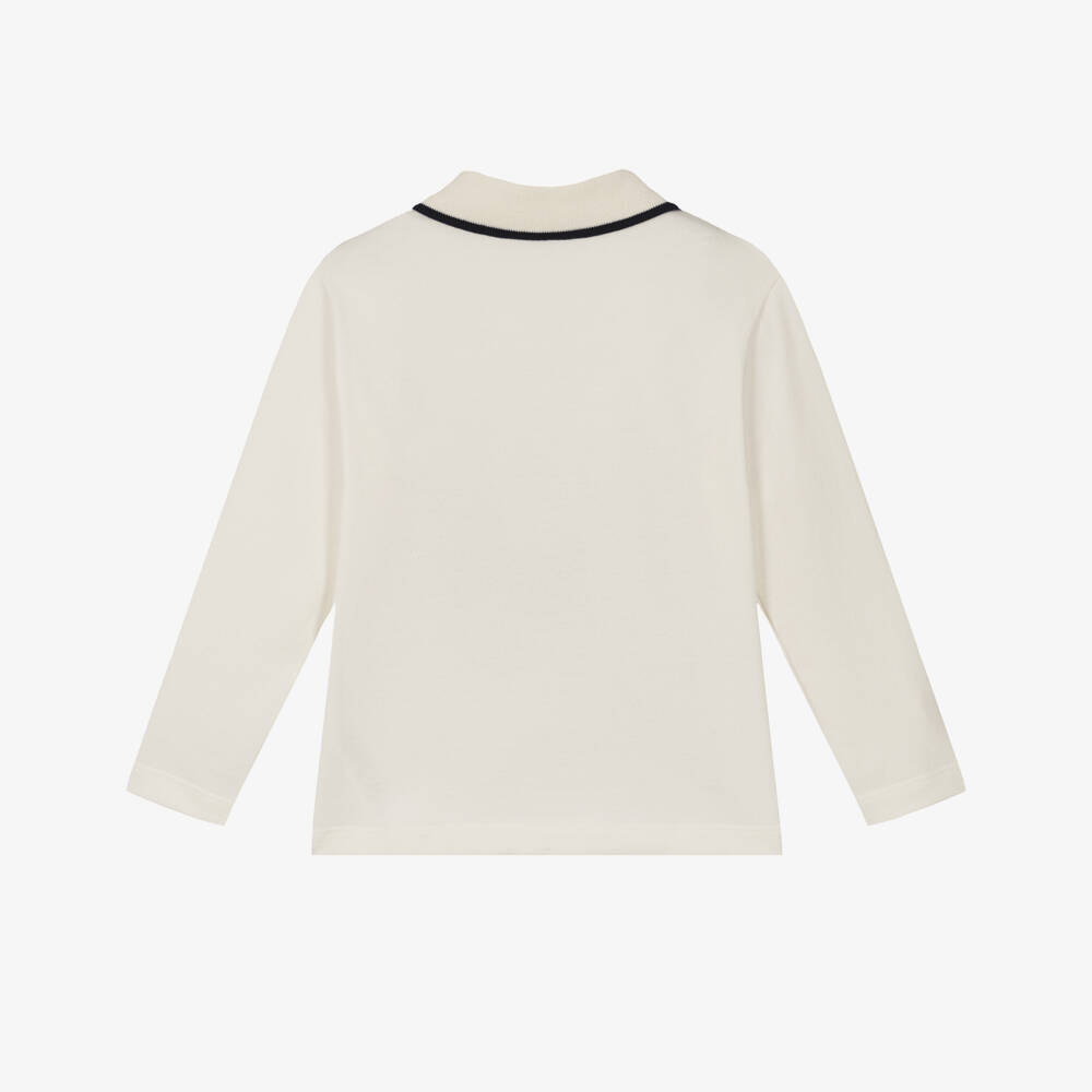 Petit Bateau-Boys Ivory Cotton Piqué Polo Shirt | Childrensalon