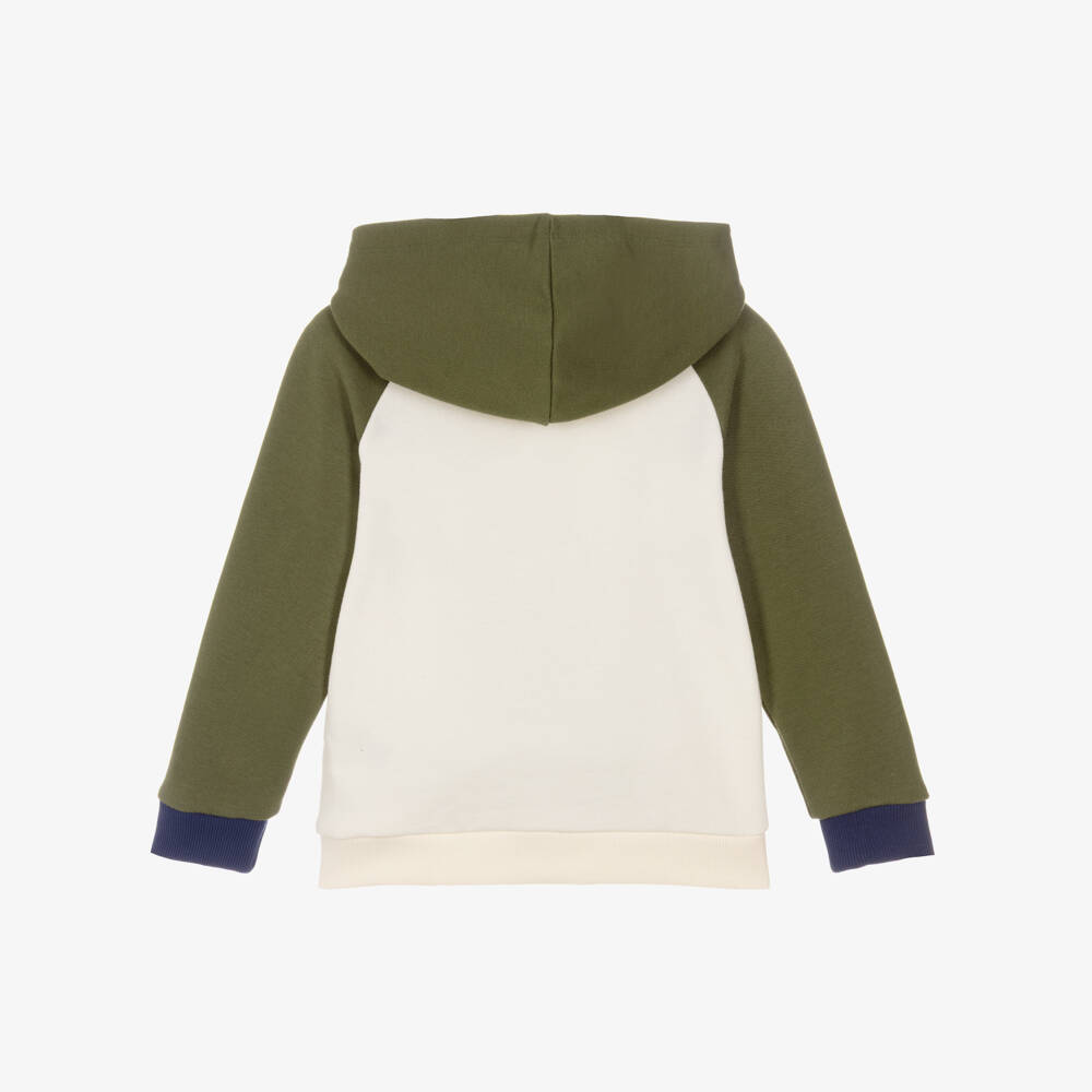 Petit Bateau-Худи кремово-зеленое с цветоблоками из хлопка для мальчиков | Childrensalon