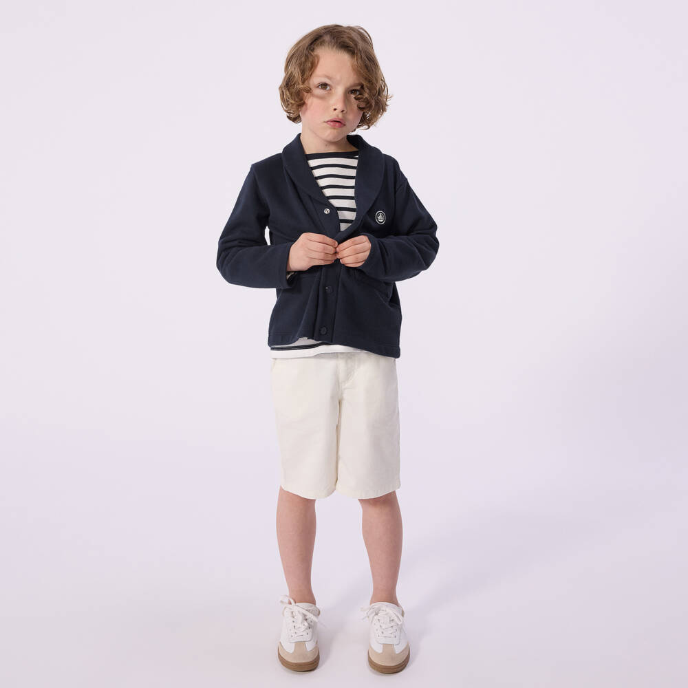 Petit Bateau-Boys Ivory Organic Cotton Bermuda Shorts | Childrensalon