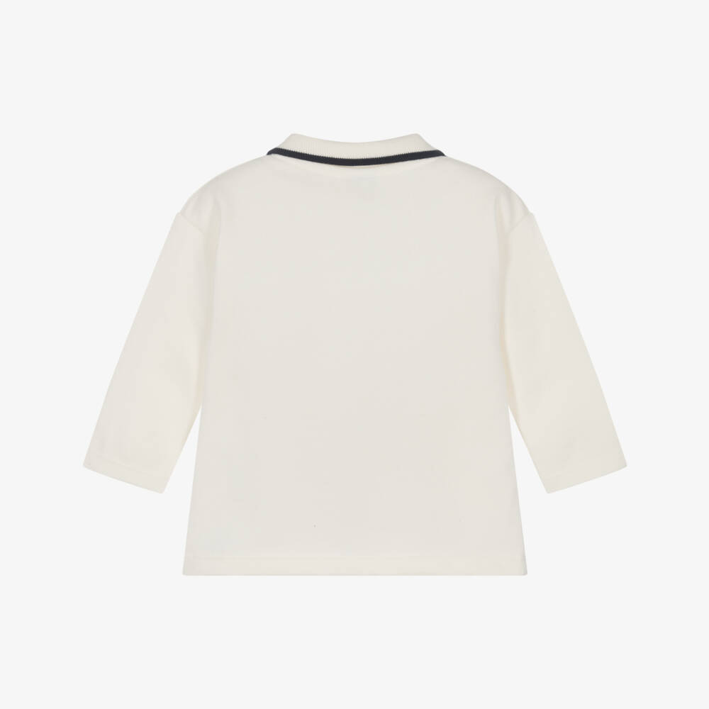 Petit Bateau-Boys Ivory Organic Cotton Piqué Polo Top | Childrensalon