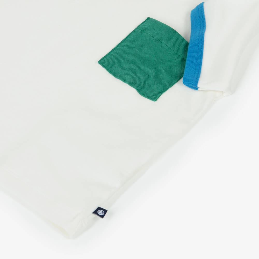 Petit Bateau-Boys Ivory Organic Cotton Pocket T-Shirt | Childrensalon