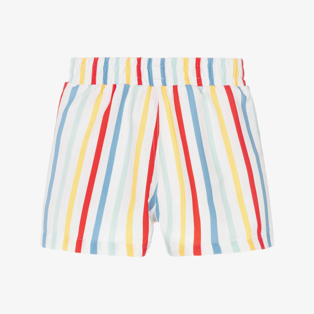 Petit Bateau-Boys Ivory Swim Shorts with Colourful Stripes | Childrensalon