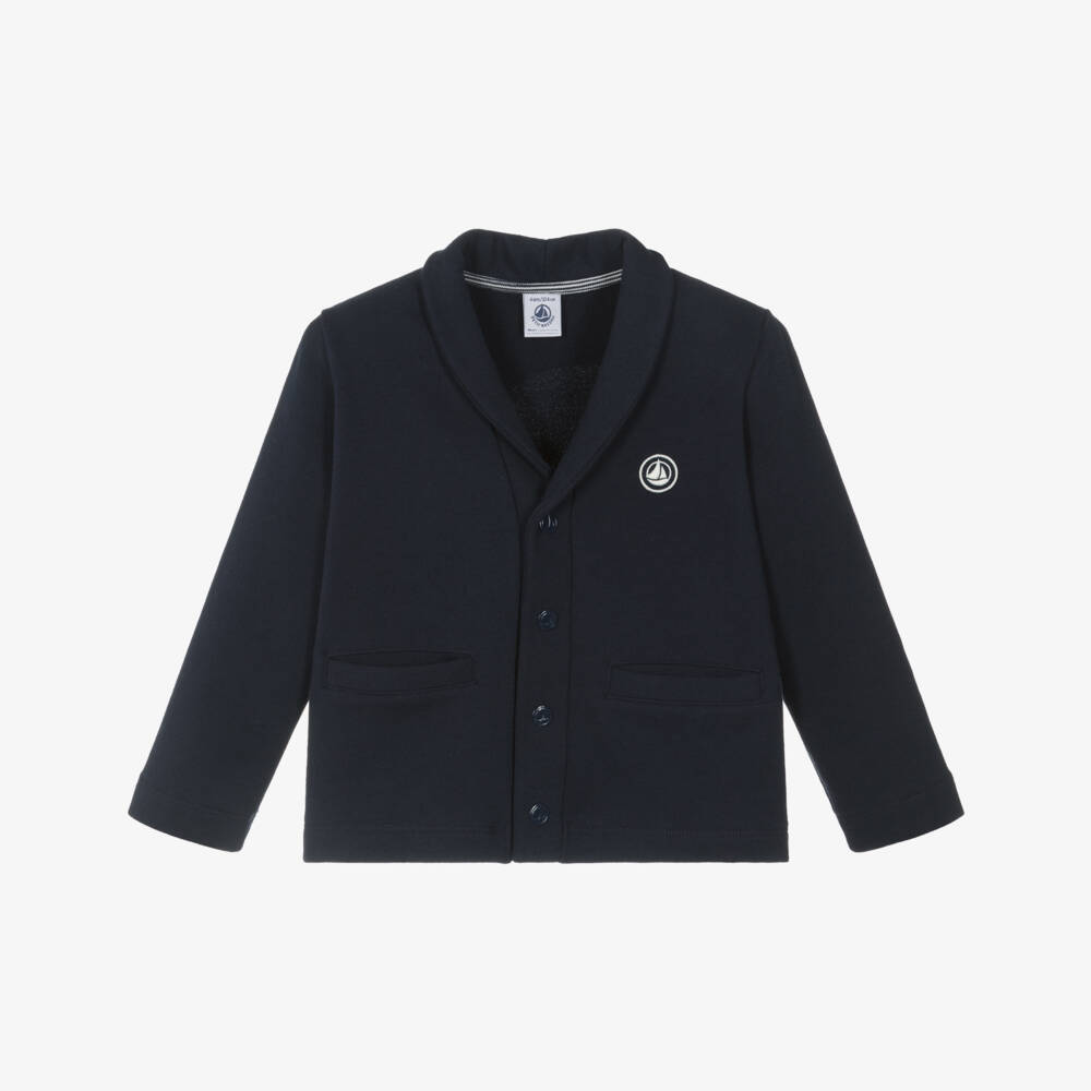 Petit Bateau-Boys Navy Blue Cotton Cardigan | Childrensalon