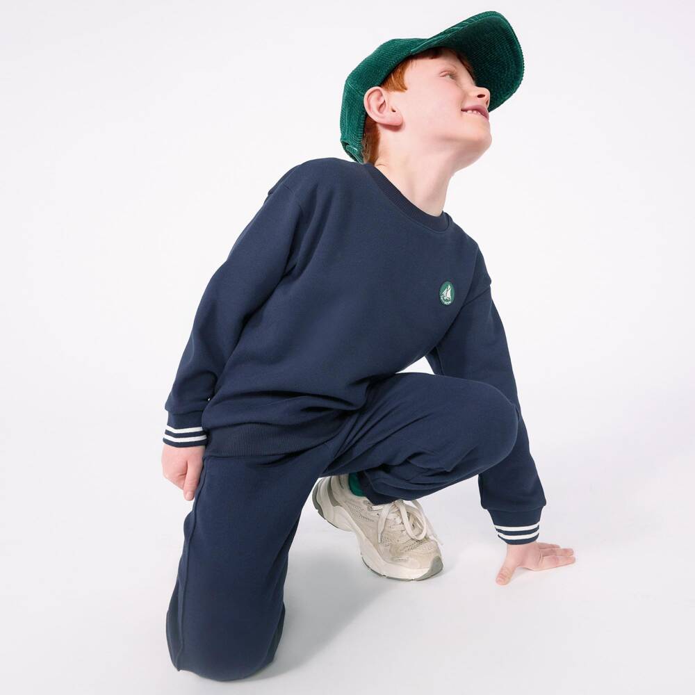 Petit Bateau-بنطلون رياضي قطن جيرسي لون كحلي للأولاد | Childrensalon
