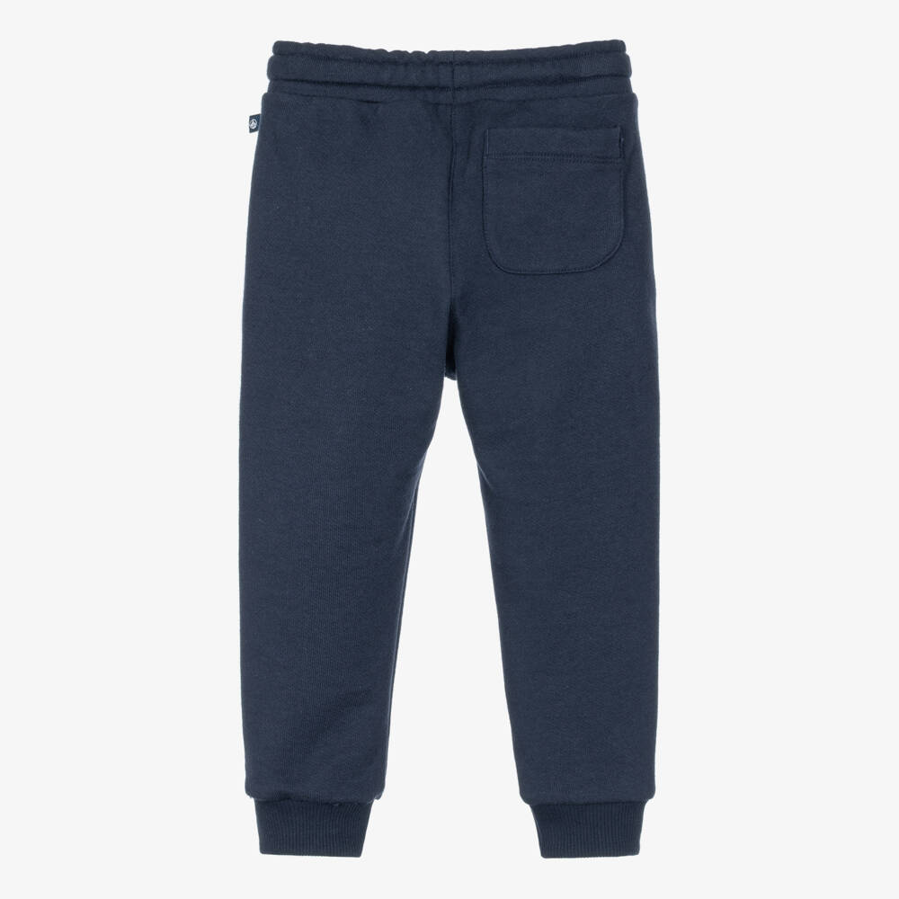 Petit Bateau-Boys Navy Blue Cotton Jersey Drawstring Joggers | Childrensalon