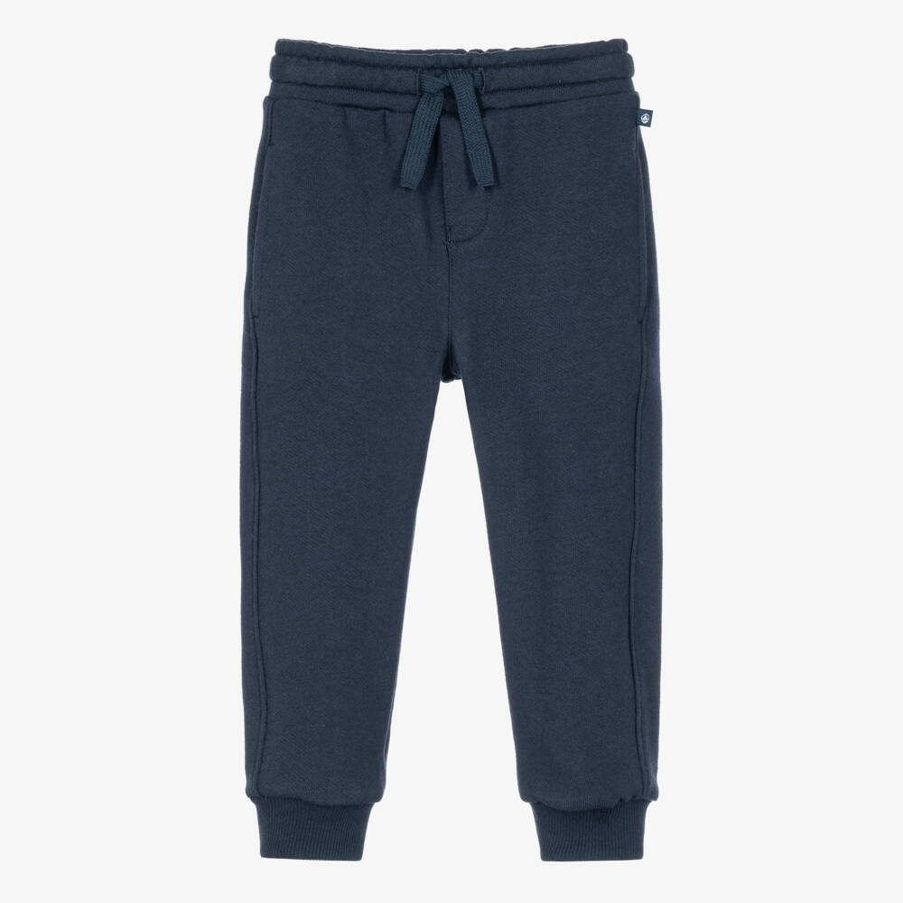 Petit Bateau-Boys Navy Blue Cotton Jersey Drawstring Joggers | Childrensalon