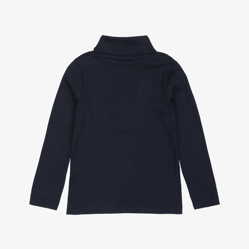 Petit Bateau-Boys Navy Blue Cotton Roll Neck Top | Childrensalon
