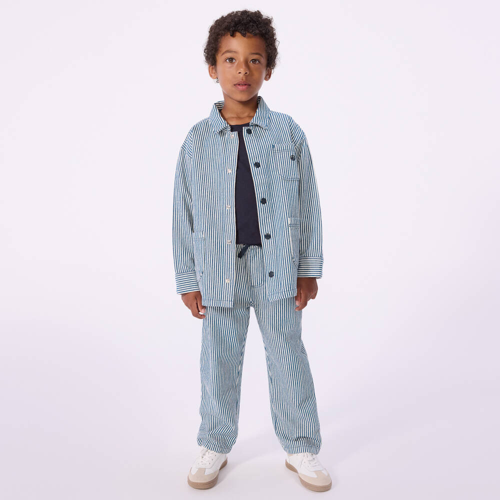 Petit Bateau-Футболка синяя из хлопка с карманом для мальчиков | Childrensalon