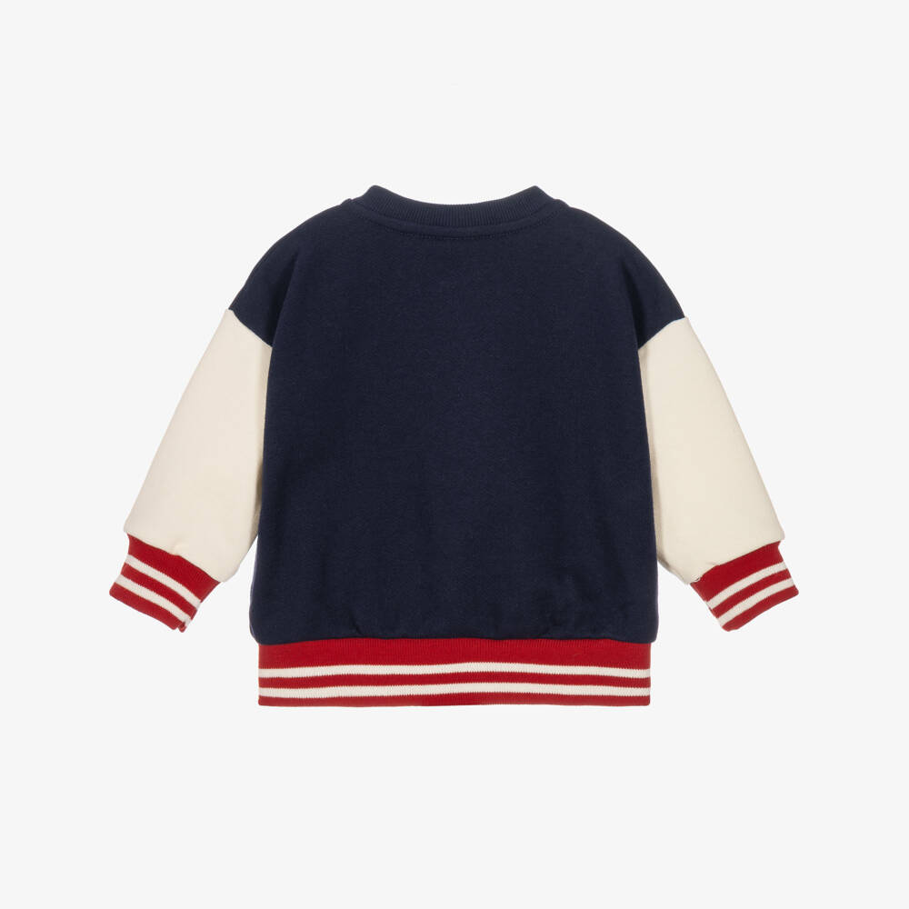 Petit Bateau-Boys Navy Blue & Ivory Bomber Jacket | Childrensalon