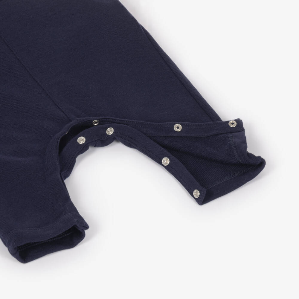 Petit Bateau-Boys Navy Blue Organic Cotton Dungaree Set | Childrensalon