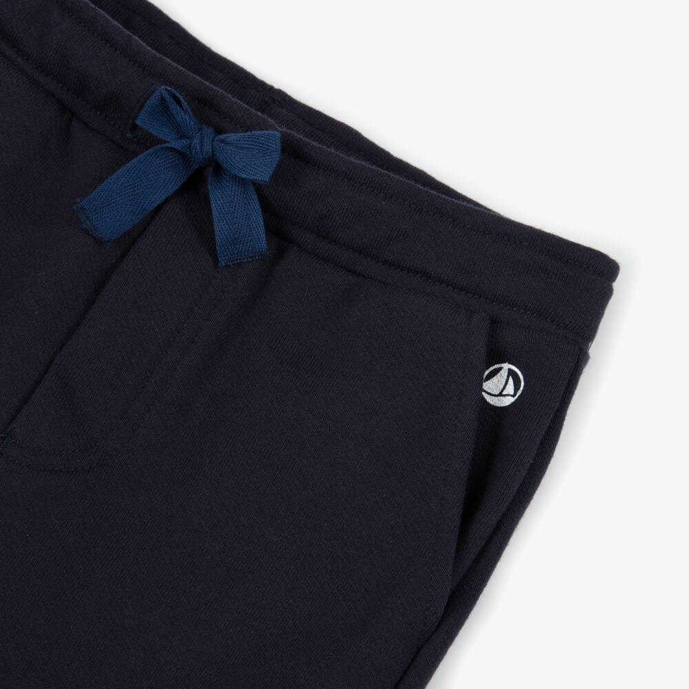 Petit Bateau-Boys Navy Blue Organic Cotton Joggers | Childrensalon