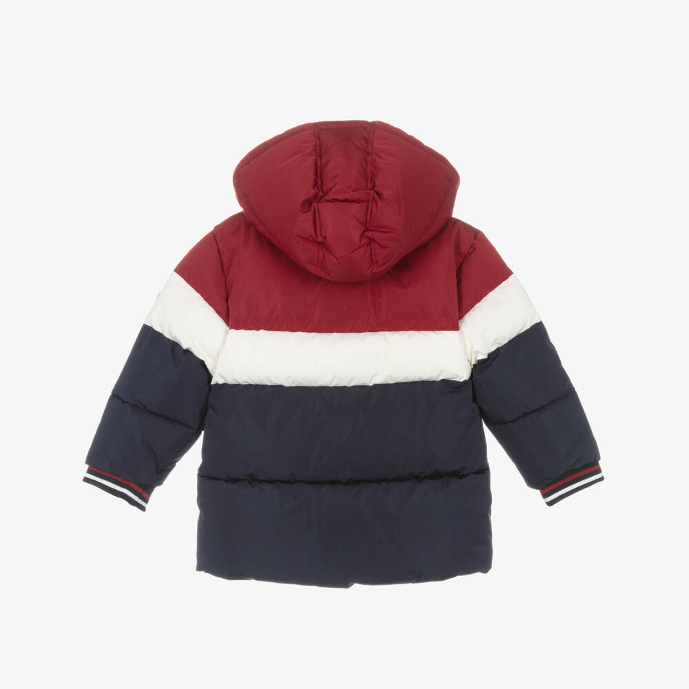 Petit Bateau-Boys Navy Blue & Red Colourblock Puffer Jacket | Childrensalon