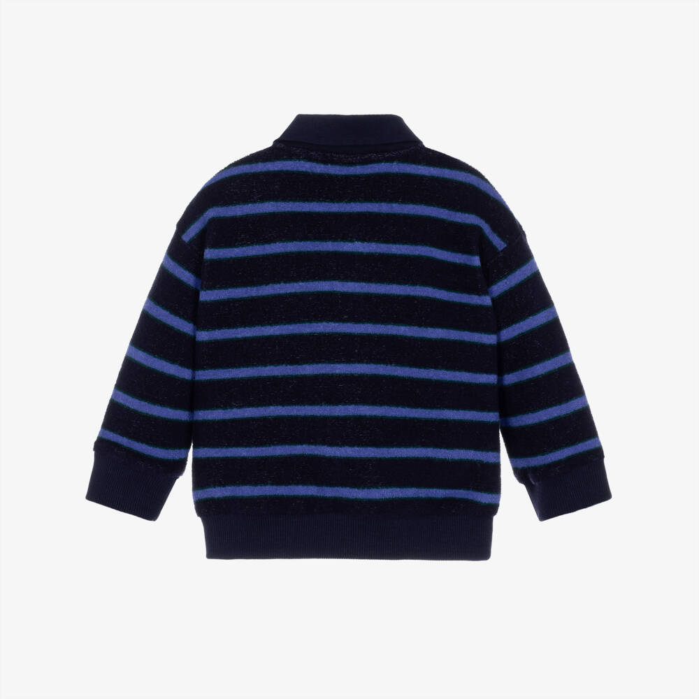 Petit Bateau-Boys Navy Blue Stripe Polo Sweatshirt | Childrensalon