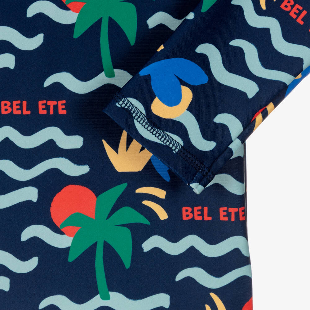Petit Bateau-توب سباحة بطبعة نخيل لون كحلي للأولاد (UPF50+) | Childrensalon