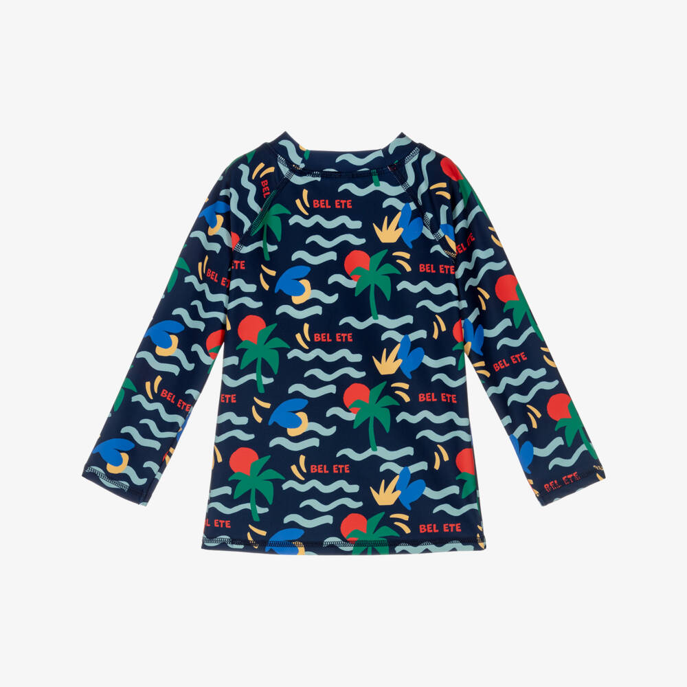 Petit Bateau-توب سباحة بطبعة نخيل لون كحلي للأولاد (UPF50+) | Childrensalon