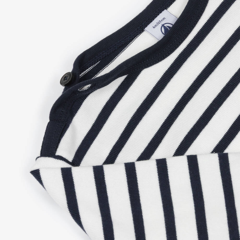 Petit Bateau-Футболка сине-белая в бретонскую полоску для мальчиков | Childrensalon