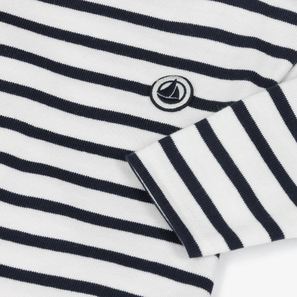 Petit Bateau-Футболка сине-белая в бретонскую полоску для мальчиков | Childrensalon