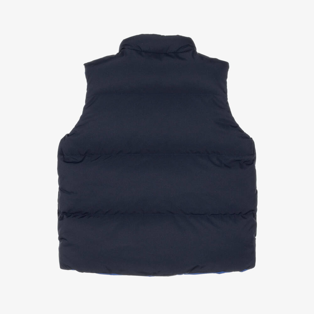 Petit Bateau-Boys Reversible Blue Puffer Gilet | Childrensalon