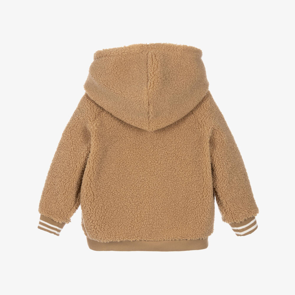 Petit Bateau-Boys Sand Beige Sherpa Hoodie | Childrensalon