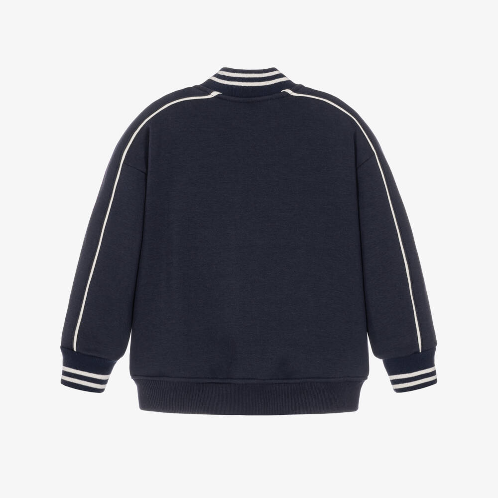 Petit Bateau-Boys Varsity-Style Jacket in Navy Blue | Childrensalon