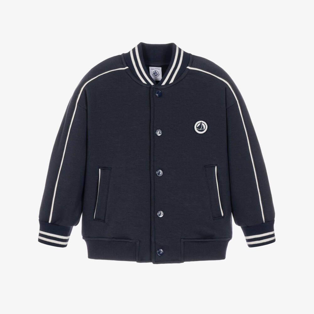 Petit Bateau-Boys Varsity-Style Jacket in Navy Blue | Childrensalon