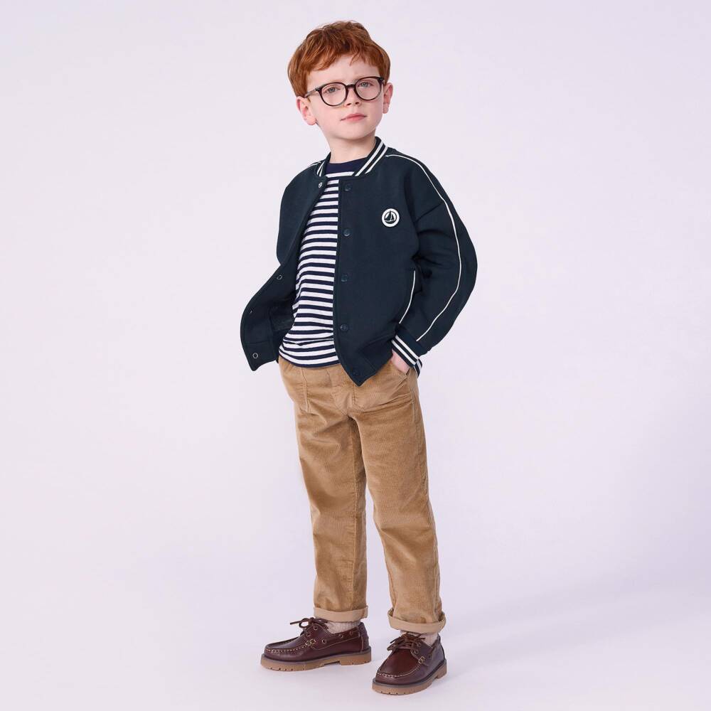Petit Bateau-Boys Varsity-Style Jacket in Navy Blue | Childrensalon