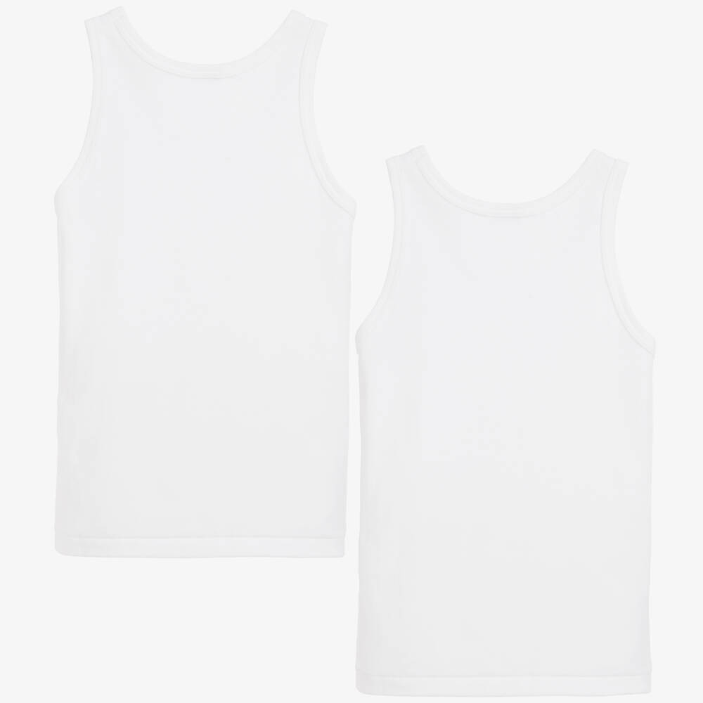 Petit Bateau-Boys White Organic Cotton Sleeveless Vests (2 Pack) | Childrensalon