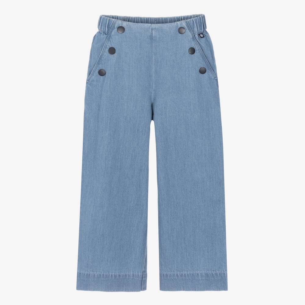 Petit Bateau-Girls Blue Denim Elasticated Waist Jeans | Childrensalon