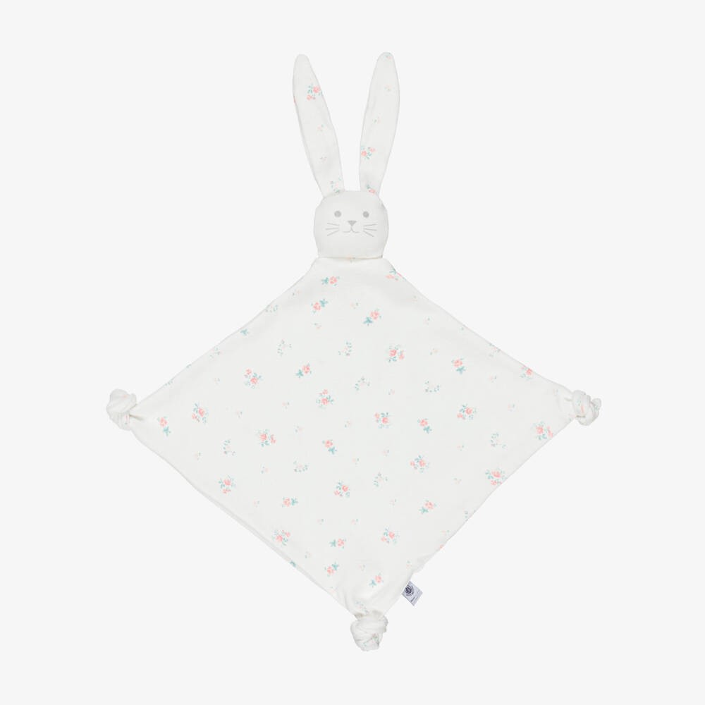 Petit Bateau-Girls Ivory Cotton Jersey Babygrow Set with Pink Floral Print | Childrensalon