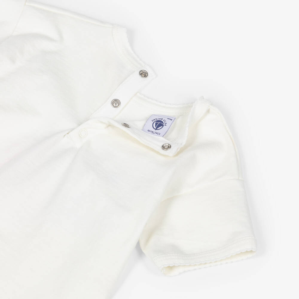 Petit Bateau-Girls Ivory Cotton Jersey T-Shirt with Strawberry Print | Childrensalon