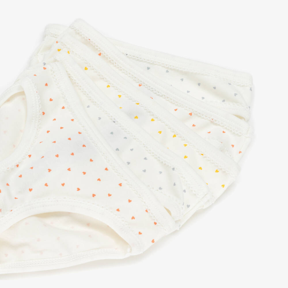 Petit Bateau-Трусики кремовые хлопковые с мини-сердечками для девочек (5шт.) | Childrensalon