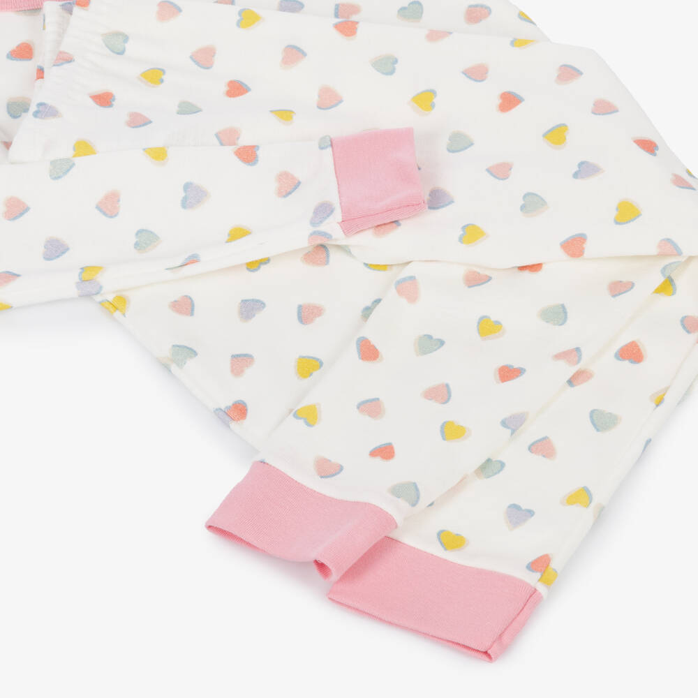 Petit Bateau-Girls Ivory Cotton Pyjamas with Heart Print | Childrensalon