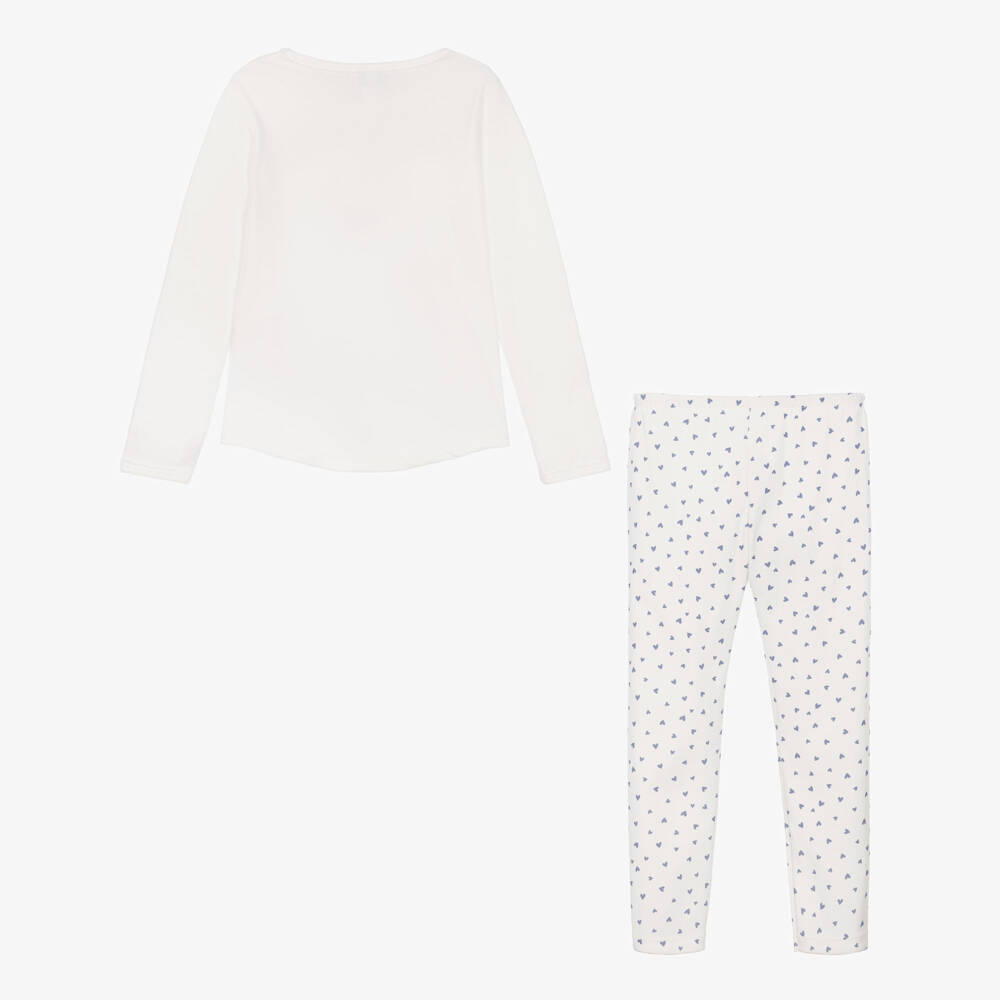 Petit Bateau-Girls Ivory Cotton Pyjamas with Paris Motif | Childrensalon
