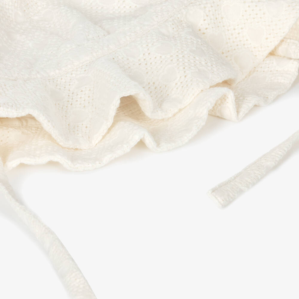 Petit Bateau-Girls Ivory Embroidered Cotton Sun Hat | Childrensalon