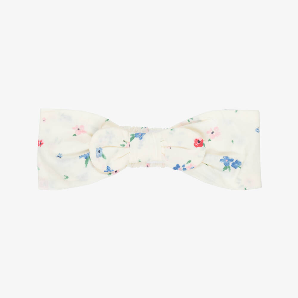 Petit Bateau-Girls Ivory Hairband with Ditsy Floral Print | Childrensalon