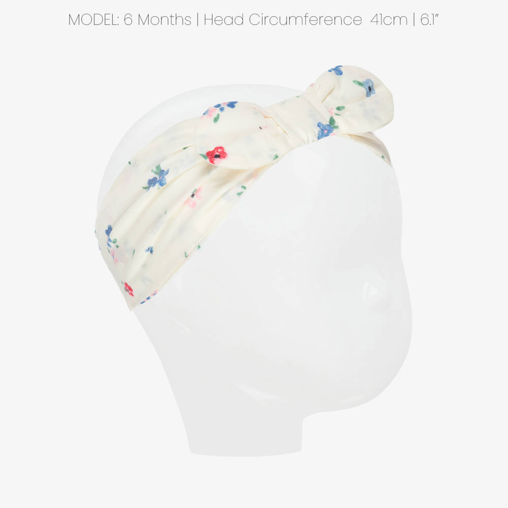 Petit Bateau-Girls Ivory Hairband with Ditsy Floral Print | Childrensalon