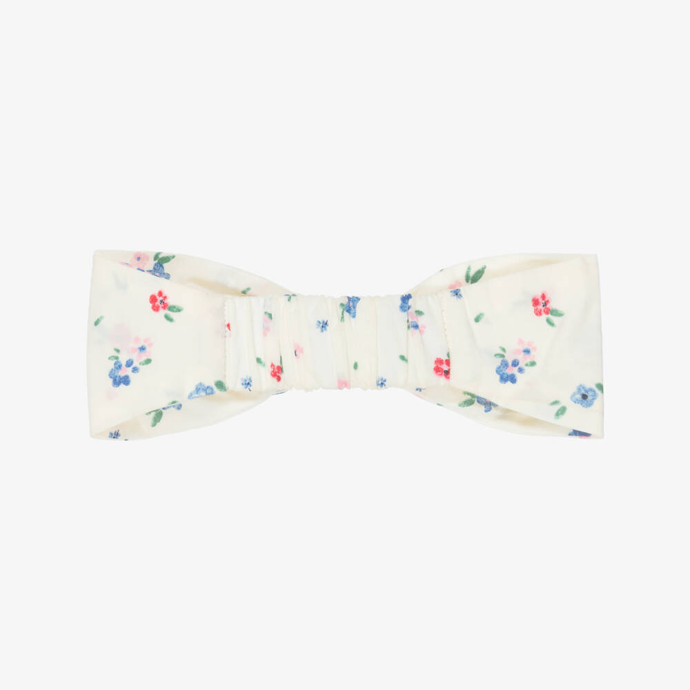 Petit Bateau-Girls Ivory Hairband with Ditsy Floral Print | Childrensalon