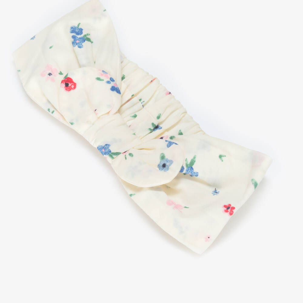 Petit Bateau-Girls Ivory Hairband with Ditsy Floral Print | Childrensalon