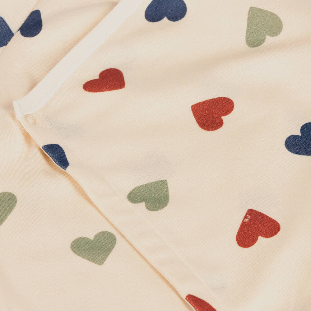 Petit Bateau-Girls Ivory Heart Organic Cotton Babygrow | Childrensalon