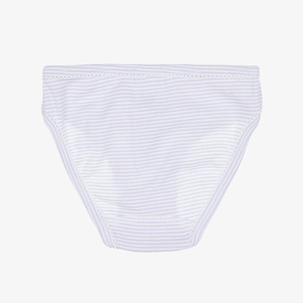 Petit Bateau-Girls Ivory & Lilac Cotton Knickers (3 Pack) | Childrensalon