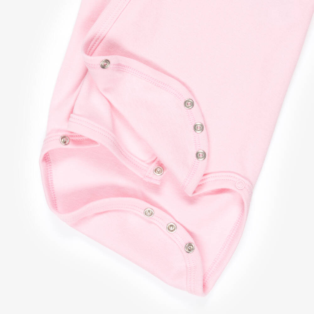 Petit Bateau-Girls Ivory & Pink Cotton Wrap-Over Bodyvests (3 Pack) | Childrensalon