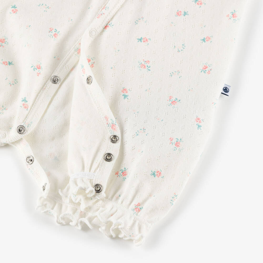 Petit Bateau-Girls Ivory Pointelle Cotton Jersey Shortie | Childrensalon